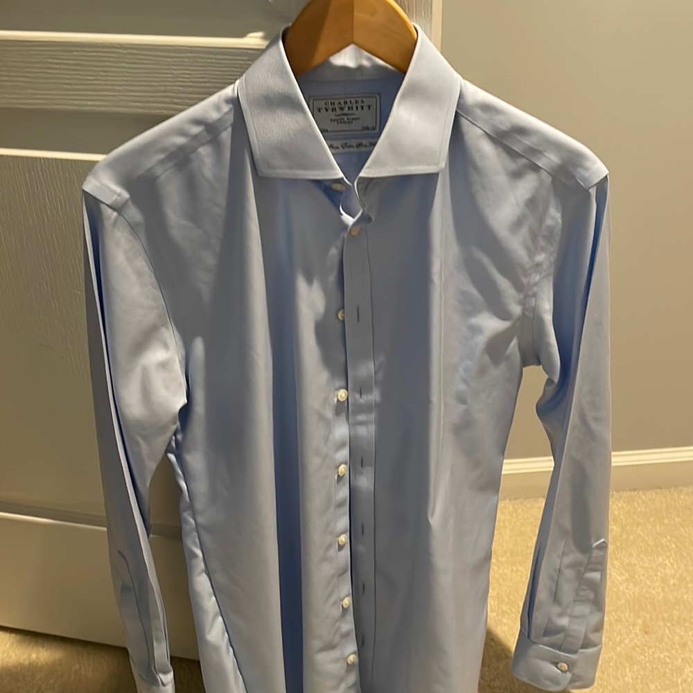 Mens light blue slim fit dress shirt by Charles Tyrwhitt